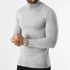 Bon marché 🎉 Pull Col Roulé Slim Fit 0080 Gris de LBO 🥰