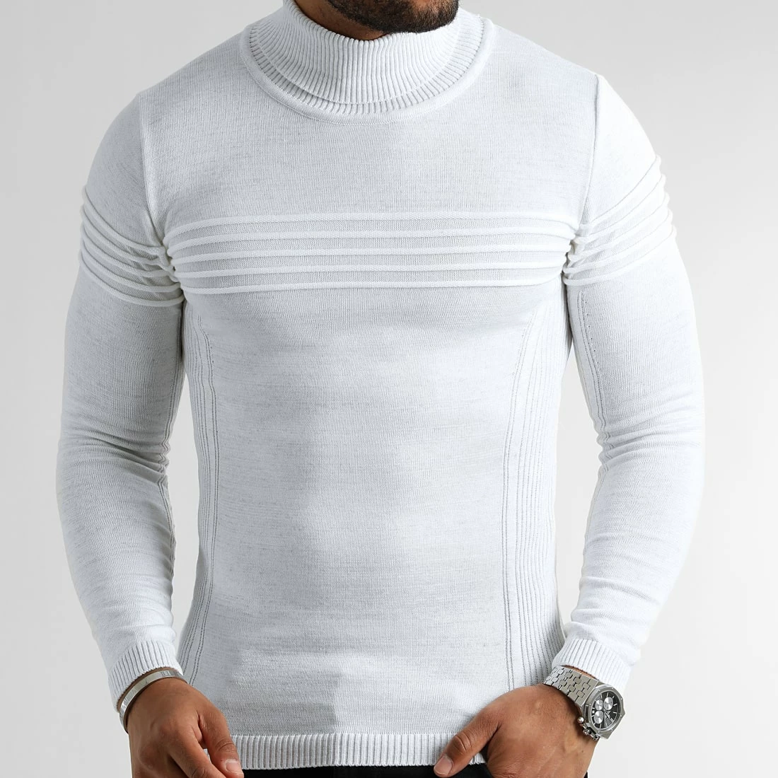 Budget 👍 Pull Col Roulé Avec Empiecement Blanc 0199 Ecru de LBO 🥰 3 Budget 👍 Pull Col Roulé Avec Empiecement Blanc 0199 Ecru de LBO 🥰