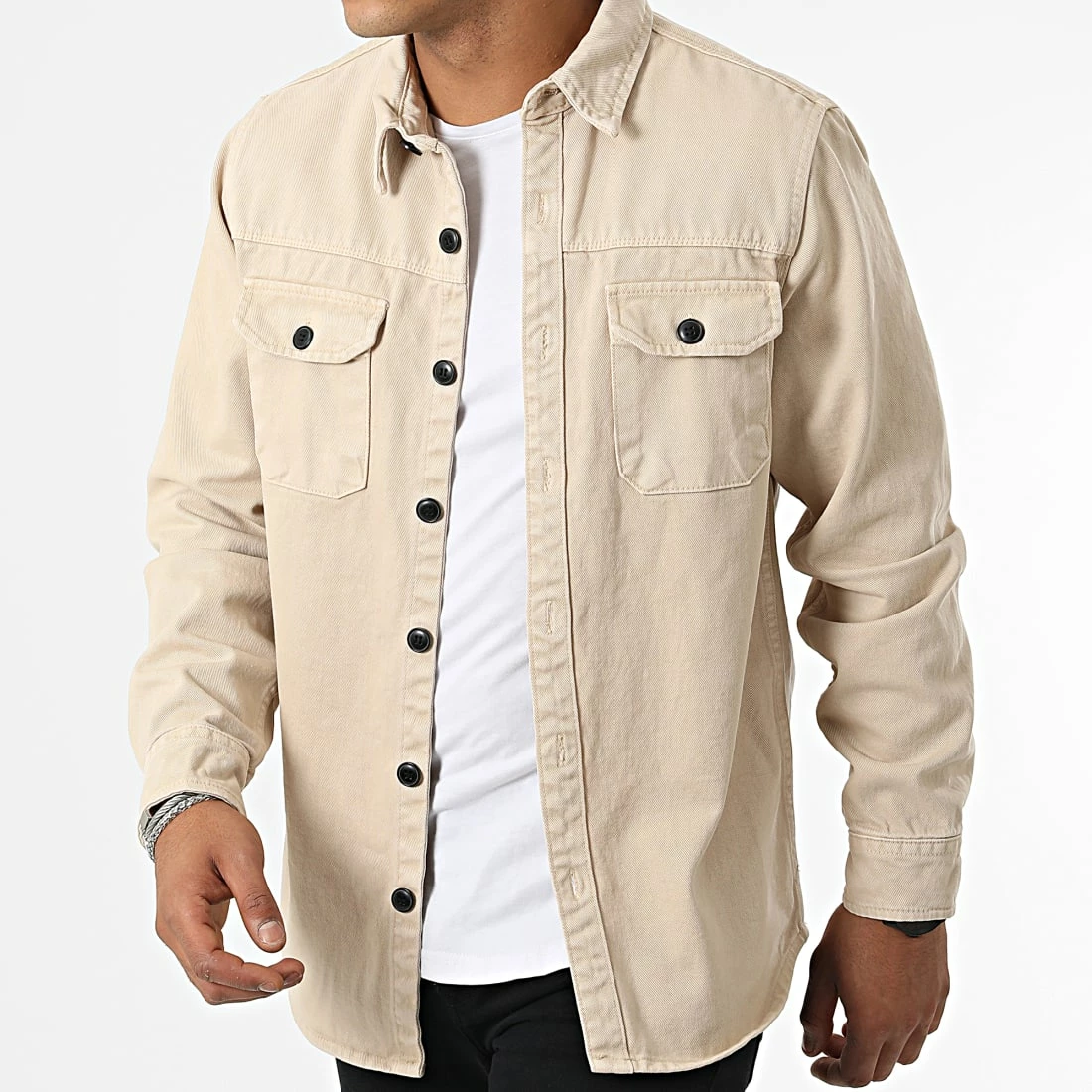 Vente flash 😍 Surchemise En Jean 2110 Beige de LBO 😀 5 Vente flash 😍 Surchemise En Jean 2110 Beige de LBO 😀 – Image 3