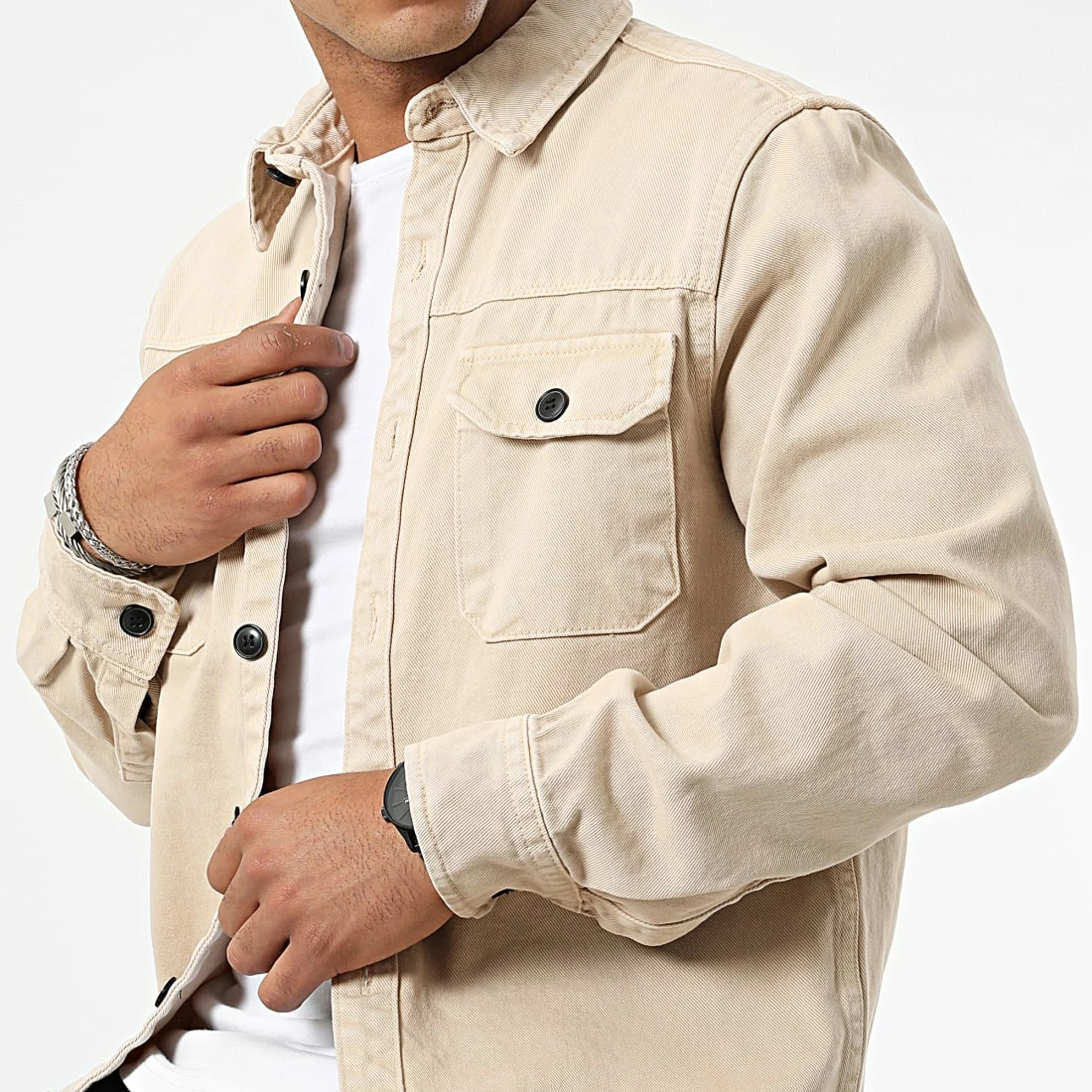 Vente flash 😍 Surchemise En Jean 2110 Beige de LBO 😀 7 Vente flash 😍 Surchemise En Jean 2110 Beige de LBO 😀 – Image 5