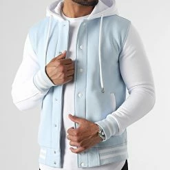 Top 10 💯 Veste Teddy A Capuche 2396 Bleu Ciel Blanc de LBO 🎁