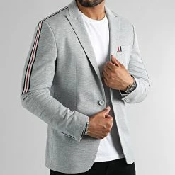 Acheter 🌟 Veste Blazer A Bandes 0117 Gris Chiné de LBO 👍 -France LBO Soldes Boutique lbo 309790 FAB LBO 1070546 0117 20220726T160402 03