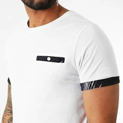 Grosses soldes 👍 Tee 👚 Shirt Poche Détails Imprimé Tropical 2335 Blanc de LBO ⭐ -France LBO Soldes Boutique lbo 310475 FAB SHALBO 2335 20220518T105914 02