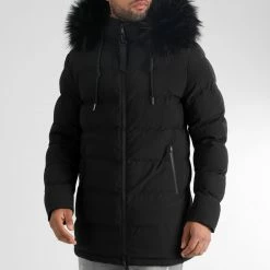 De gros ✔️ Doudoune Longue Explorer Avec Fourrure Noire 0038 Noir de LBO 🤩