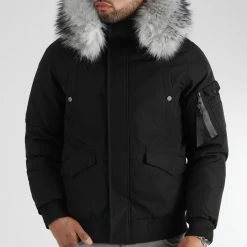 Coupon 🧨 Parka Courte Platinium Avec Fourrure Grise 0041 Noir de LBO 👏