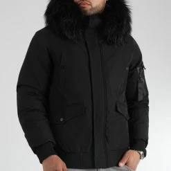 Grosses soldes 😀 Parka Courte Platinium Avec Fourrure Noire 0042 Noir de LBO 💯 -France LBO Soldes Boutique lbo 314206 FAB LBO 1070510 0042 20221104T123846 03