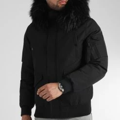 Grosses soldes 😀 Parka Courte Platinium Avec Fourrure Noire 0042 Noir de LBO 💯