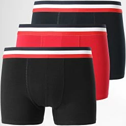 Acheter ⌛ Lot De 3 Boxers 2445 Noir Rouge Bleu Marine de LBO ⌛