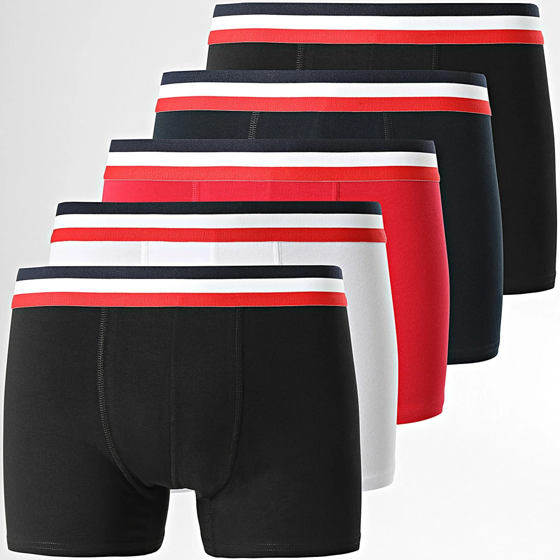 Budget 🤩 Lot De 5 Boxers 2448 Noir Blanc Rouge Bleu Marine de LBO 🥰 3 Budget 🤩 Lot De 5 Boxers 2448 Noir Blanc Rouge Bleu Marine de LBO 🥰