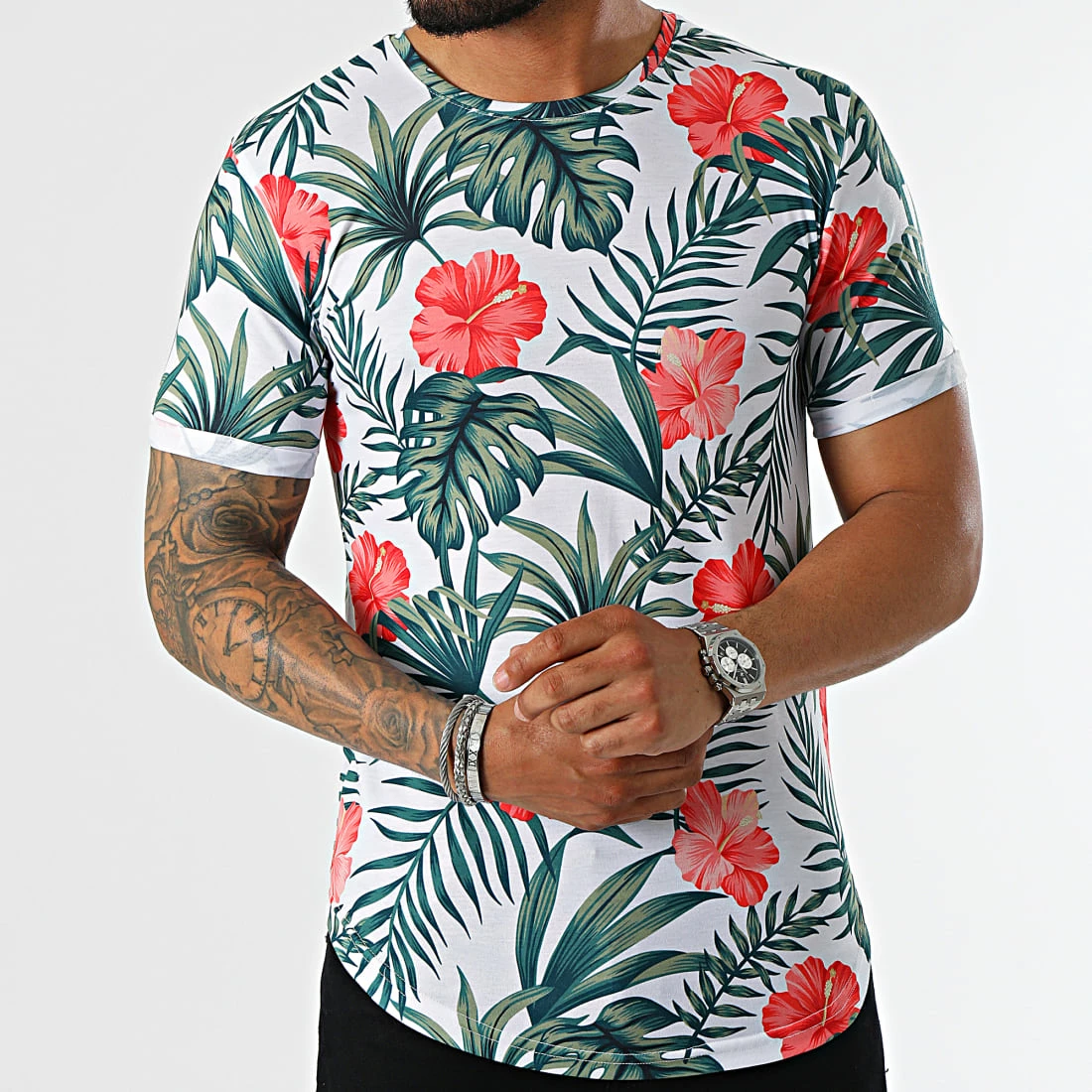 Grosses soldes ⌛ Tee 👕 Shirt Oversize Imprimé Avec Revers 2455 Tropical Blanc Vert de LBO 👍 3 Grosses soldes ⌛ Tee 👕 Shirt Oversize Imprimé Avec Revers 2455 Tropical Blanc Vert de LBO 👍