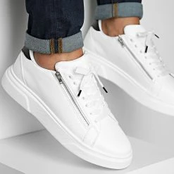 Bon marché 👏 Baskets Avec Zip Et Details Noir 2461 Blanc de LBO ✔️