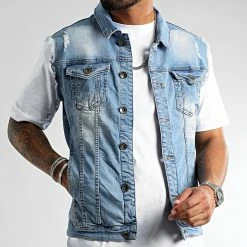 Sortie ❤️ Veste Jean Sans Manche 2460 Bleu Denim de LBO 👏 -France LBO Soldes Boutique lbo 316445 FAB SHALBO 2460 20220711T152732 03