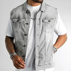 Grosses soldes ✔️ Veste Jean Sans Manche 2465 Denim Gris de LBO 👍 -France LBO Soldes Boutique lbo 316492 FAB SHALBO 2465 20220712T151222 03