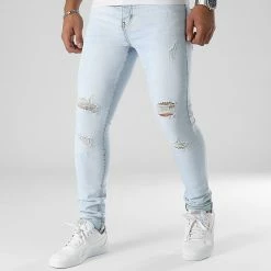 De gros 🔔 Jean Skinny Fit Avec Déchirures 0048 Bleu Wash de LBO 👏
