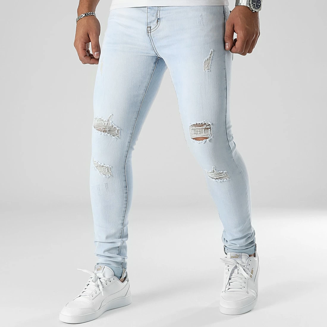 De gros 🔔 Jean Skinny Fit Avec Déchirures 0048 Bleu Wash de LBO 👏 3 De gros 🔔 Jean Skinny Fit Avec Déchirures 0048 Bleu Wash de LBO 👏