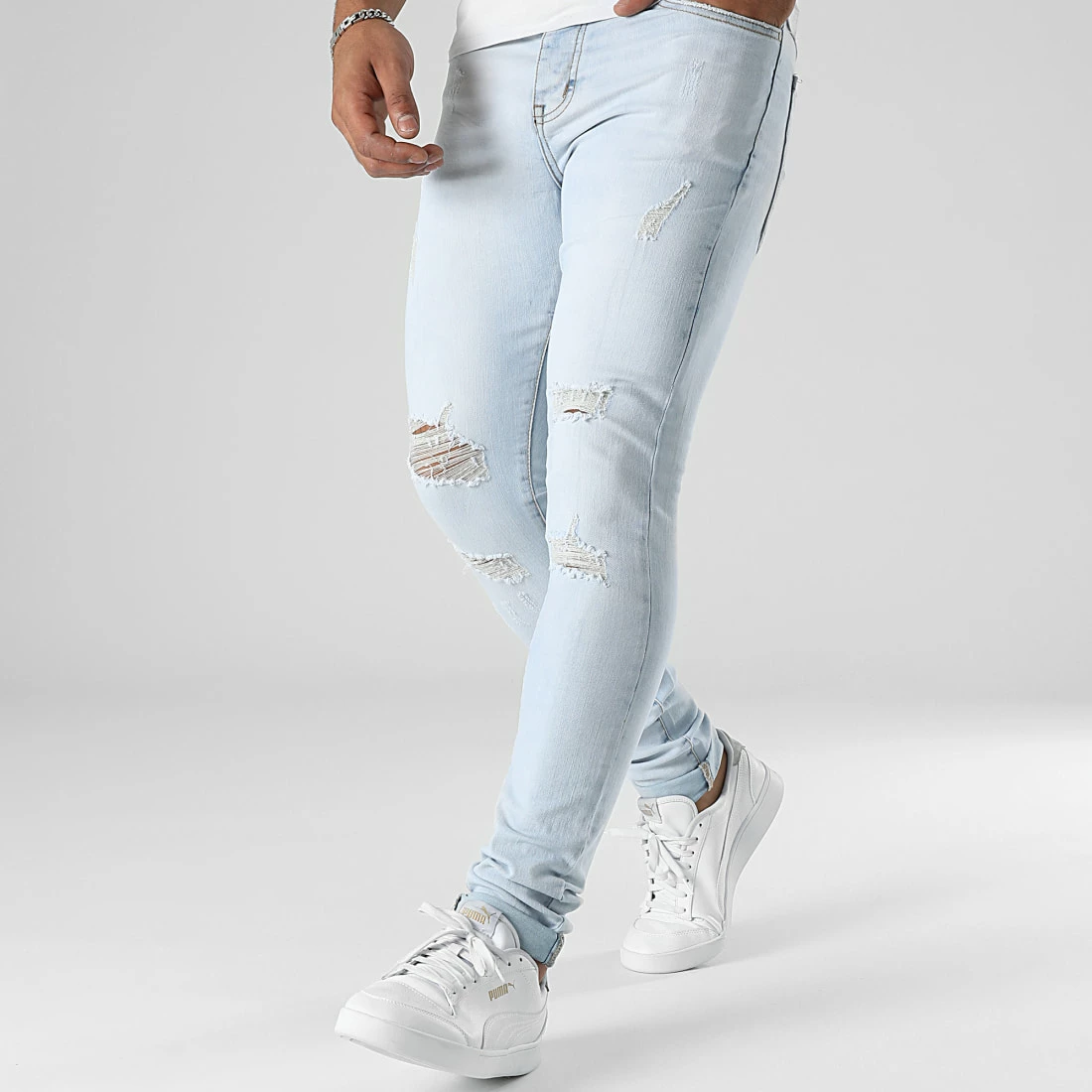 De gros 🔔 Jean Skinny Fit Avec Déchirures 0048 Bleu Wash de LBO 👏 5 De gros 🔔 Jean Skinny Fit Avec Déchirures 0048 Bleu Wash de LBO 👏 – Image 3