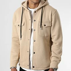 Coupon ⭐ Surchemise Uni Avec Capuche 2492 Beige de LBO ❤️ -France LBO Soldes Boutique lbo 318098 SHALBO 2492 20220805T151028 03