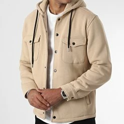 Coupon ⭐ Surchemise Uni Avec Capuche 2492 Beige de LBO ❤️ -France LBO Soldes Boutique lbo 318098 SHALBO 2492 20220805T151030 04