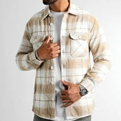 Grosses soldes 💯 Surchemise A Carreaux 2485 Beige de LBO ❤️