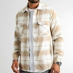 Grosses soldes 💯 Surchemise A Carreaux 2485 Beige de LBO ❤️ -France LBO Soldes Boutique lbo 318099 SHALBO 2485 20220720T093747 03