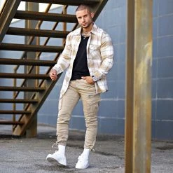 Grosses soldes 💯 Surchemise A Carreaux 2485 Beige de LBO ❤️ -France LBO Soldes Boutique lbo 318099 SHALBO 2485 20221026T095912 06