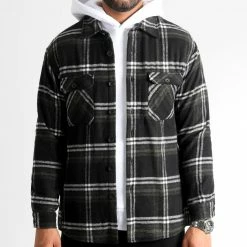 Vente flash 😍 Surchemise A Carreaux 2487 Noir Vert Kaki de LBO 🥰 -France LBO Soldes Boutique lbo 318101 SHALBO 2487 20221116T113031 01