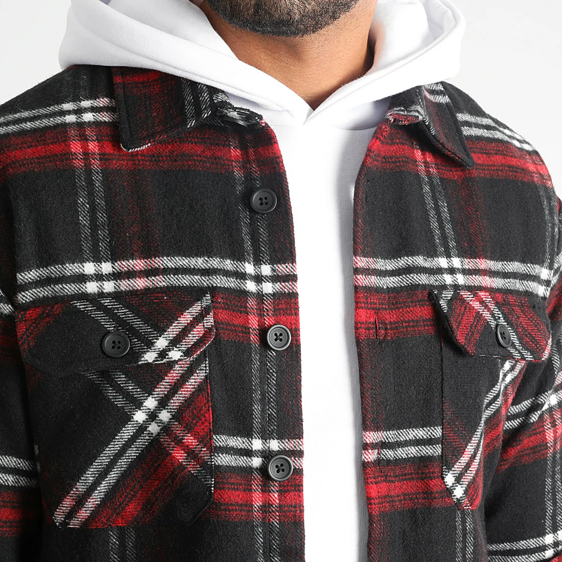 Promo ⭐ Surchemise A Carreaux 2488 Noir Rouge de LBO 🥰 4 Promo ⭐ Surchemise A Carreaux 2488 Noir Rouge de LBO 🥰 – Image 2