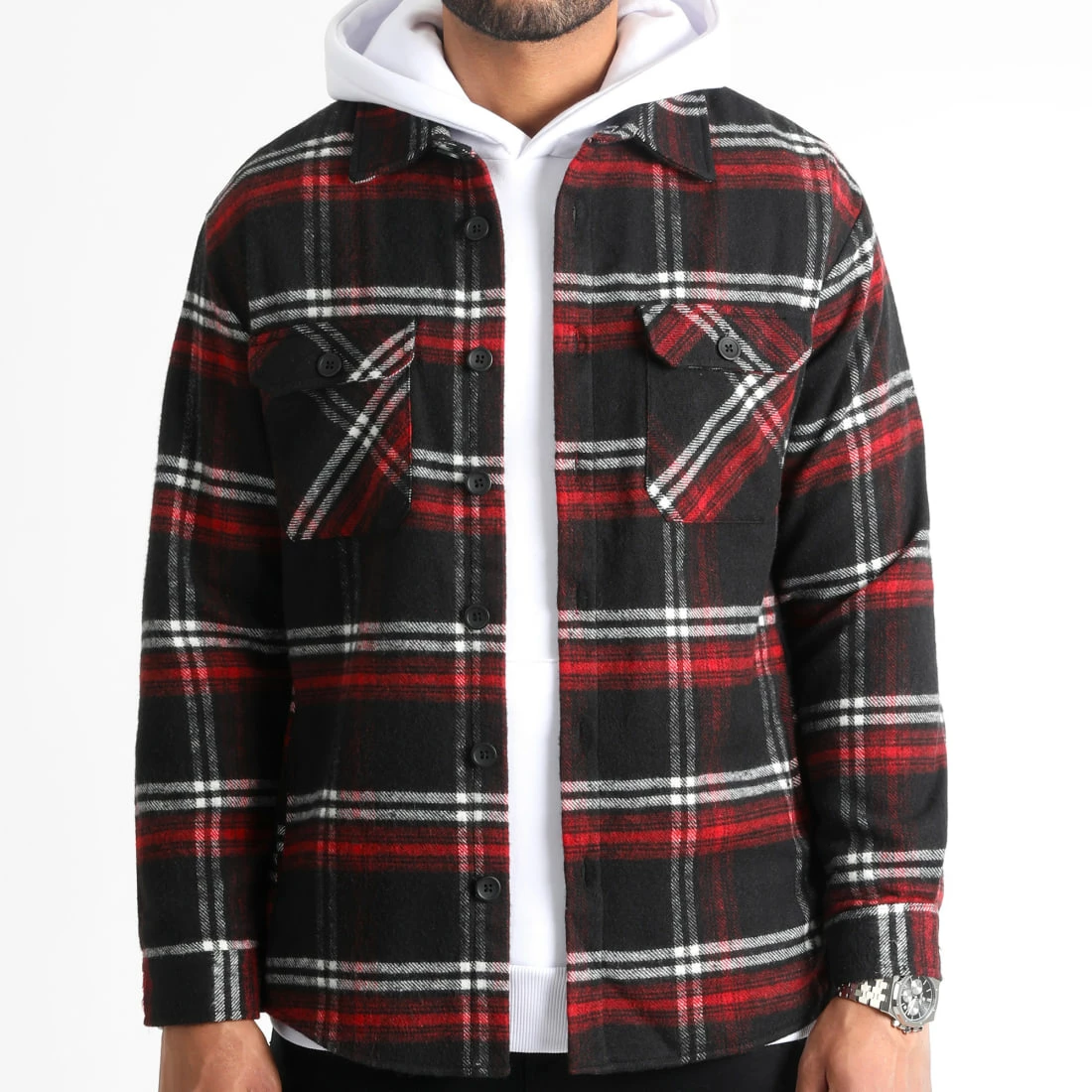 Promo ⭐ Surchemise A Carreaux 2488 Noir Rouge de LBO 🥰 5 Promo ⭐ Surchemise A Carreaux 2488 Noir Rouge de LBO 🥰 – Image 3