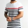 Coupon 👏 Tee 👚 Shirt A Rayures 2493 Blanc Bleu Marine Rouge de LBO 🥰 -France LBO Soldes Boutique lbo 318111 SHALBO 2493 20220711T152254 02