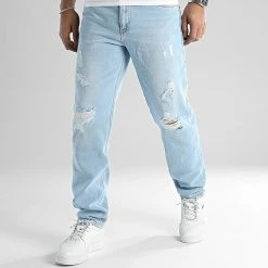 Le moins cher ⌛ Jean Relaxed Fit Avec Destroy 2506 Bleu Denim Wash de LBO 🥰 -France LBO Soldes Boutique lbo 319970 SHALBO 2506 20220812T144932 04
