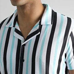 Top 10 😍 Chemise Manches Courtes A Rayures 2511 Noir Blanc Bleu Pastel de LBO 🌟 -France LBO Soldes Boutique lbo 319977 SHALBO 2511 20220812T145409 02