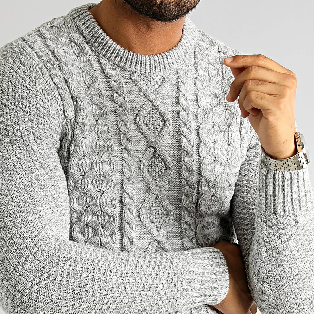 Meilleure vente 🥰 Pull Col Rond Torsades 0251 Gris Clair de LBO 💯 4 Meilleure vente 🥰 Pull Col Rond Torsades 0251 Gris Clair de LBO 💯 – Image 2