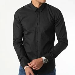 Top 10 ✨ Lot de 2 Chemises Manches Longues Slim Fit 2514 Blanc Et Noir de LBO 🎉 -France LBO Soldes Boutique lbo 321032 SHALBO 2514 20220805T160830 04