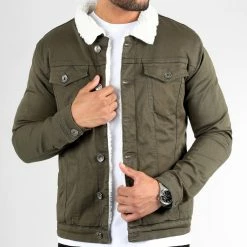 Coupon 👏 Veste Jean Interieur Mouton 1882 Denim Kaki de LBO 💯
