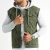 Tout neuf ❤️ Veste Jean A Capuche 2552 Vert Kaki Denim Gris de LBO 🎁
