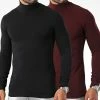 Budget 👍 Lot De 2 Tee 👕 Shirts Col Roulé Manches Longues Unis 2625 Noir Bordeaux de LBO 😀 -France LBO Soldes Boutique lbo 326582 SHALBO 2625 20220912T154737 01