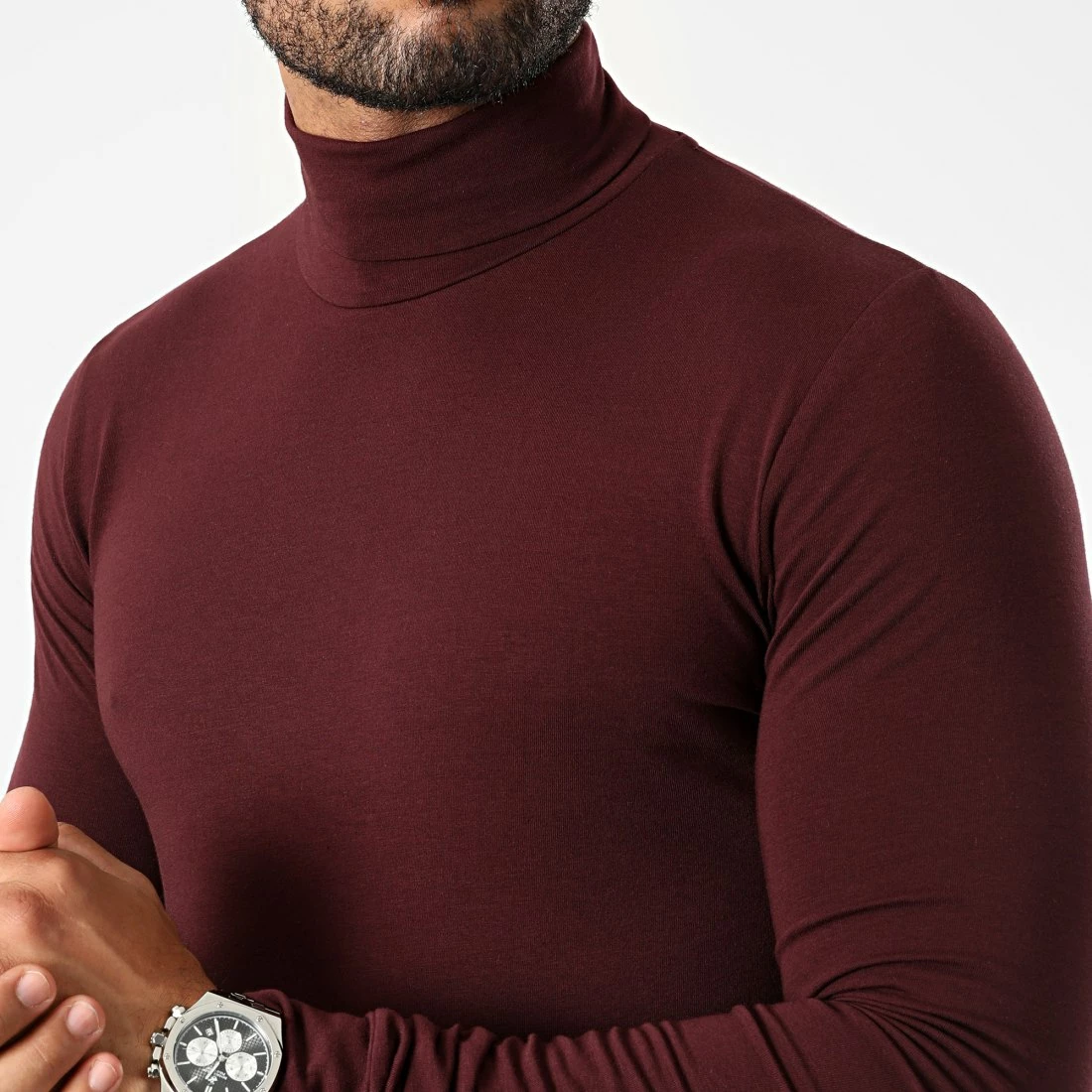 Budget 👍 Lot De 2 Tee 👕 Shirts Col Roulé Manches Longues Unis 2625 Noir Bordeaux de LBO 😀 4 Budget 👍 Lot De 2 Tee 👕 Shirts Col Roulé Manches Longues Unis 2625 Noir Bordeaux de LBO 😀 – Image 2