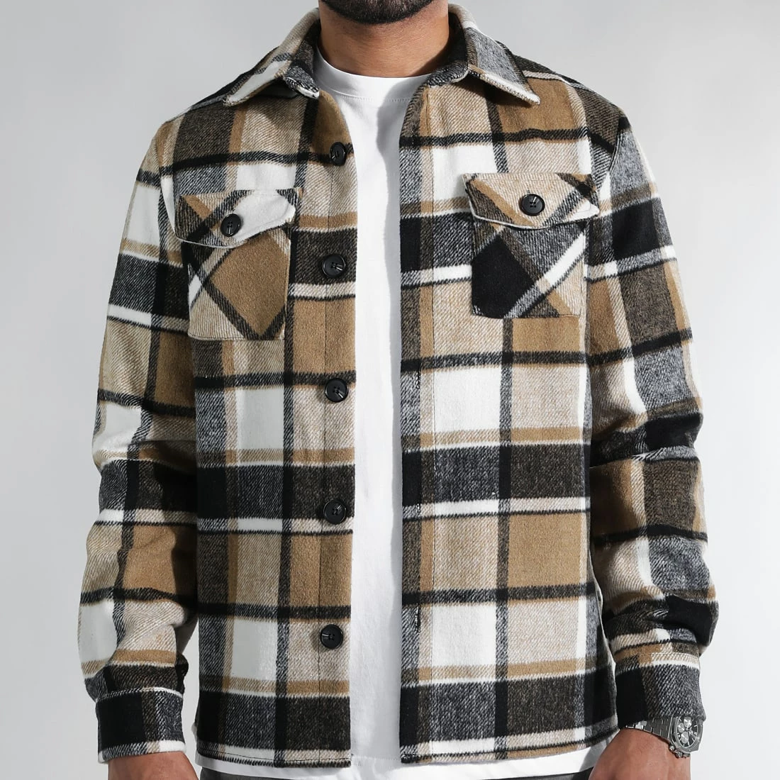 Vente flash 🔥 Surchemise A Carreaux TM2201 Beige Blanc Noir de LBO ⌛ 3 Vente flash 🔥 Surchemise A Carreaux TM2201 Beige Blanc Noir de LBO ⌛