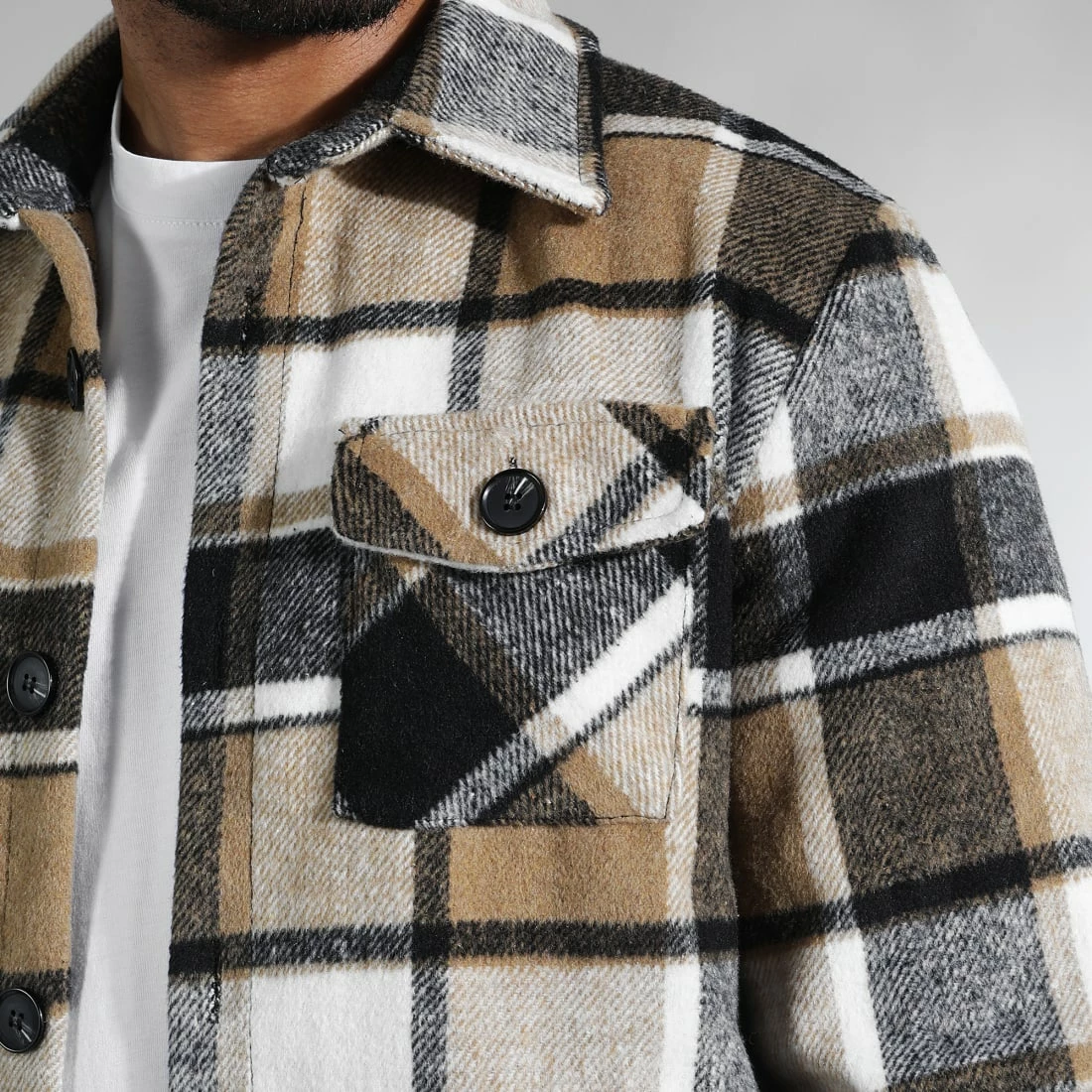 Vente flash 🔥 Surchemise A Carreaux TM2201 Beige Blanc Noir de LBO ⌛ 4 Vente flash 🔥 Surchemise A Carreaux TM2201 Beige Blanc Noir de LBO ⌛ – Image 2