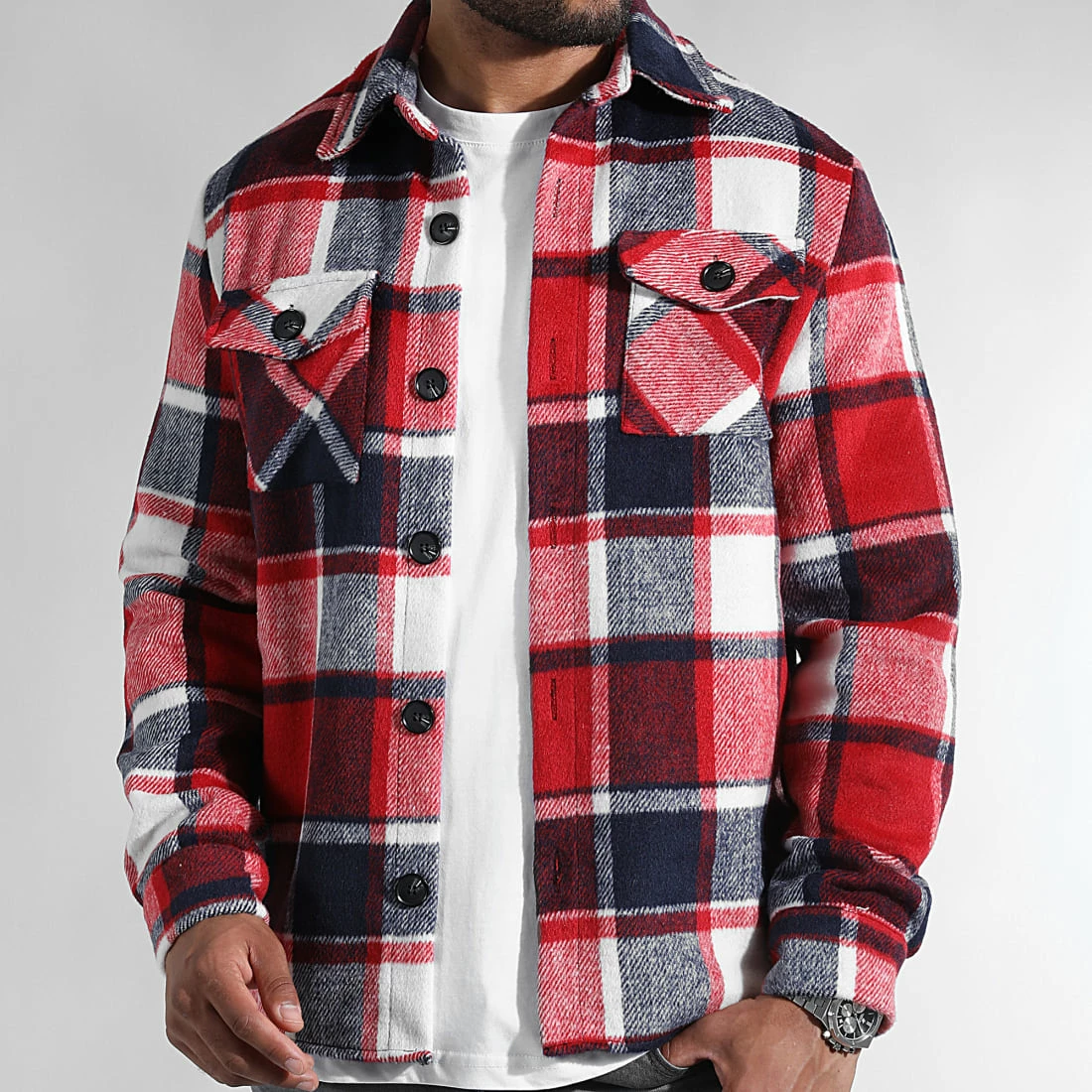 Nouveau 💯 Surchemise A Carreaux 0102 Bleu Marine Blanc Rouge de LBO 👍 3 Nouveau 💯 Surchemise A Carreaux 0102 Bleu Marine Blanc Rouge de LBO 👍