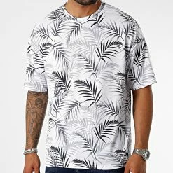 Bon marché 🎉 Tee 👕 Shirt Oversize Large Imprimé 2683 Tropical Blanc de LBO ✔️