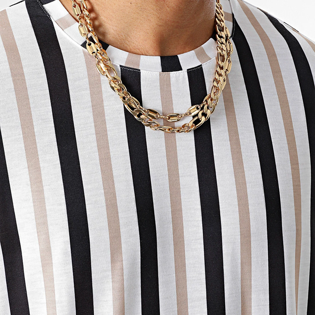 Coupon 😉 Tee 👚 Shirt Oversize Large A Rayures 2685 Noir Blanc Beige de LBO 🎁 4 Coupon 😉 Tee 👚 Shirt Oversize Large A Rayures 2685 Noir Blanc Beige de LBO 🎁 – Image 2