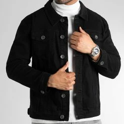 Promo ⌛ Veste Jean Large 0088 Denim Noir de LBO 👍