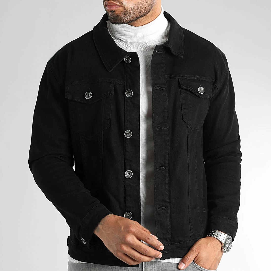 Promo ⌛ Veste Jean Large 0088 Denim Noir de LBO 👍 5 Promo ⌛ Veste Jean Large 0088 Denim Noir de LBO 👍 – Image 3