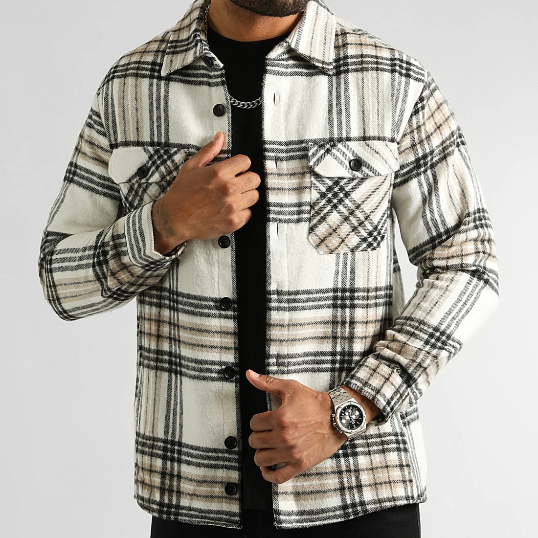 Coupon 🔥 Surchemise A Carreaux 2704 Beige Noir de LBO 🌟 4 Coupon 🔥 Surchemise A Carreaux 2704 Beige Noir de LBO 🌟 – Image 2