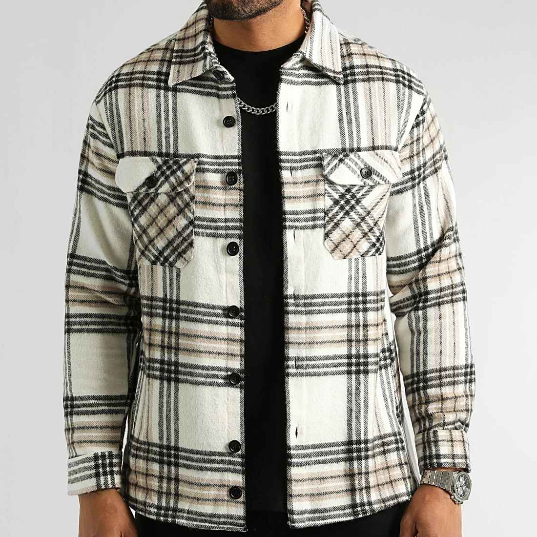 Coupon 🔥 Surchemise A Carreaux 2704 Beige Noir de LBO 🌟 6 Coupon 🔥 Surchemise A Carreaux 2704 Beige Noir de LBO 🌟 – Image 4