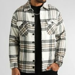 Coupon 🔥 Surchemise A Carreaux 2704 Beige Noir de LBO 🌟