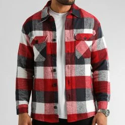 Budget 🛒 Surchemise A Carreaux 2705 Rouge Bleu Marine Blanc de LBO ⌛