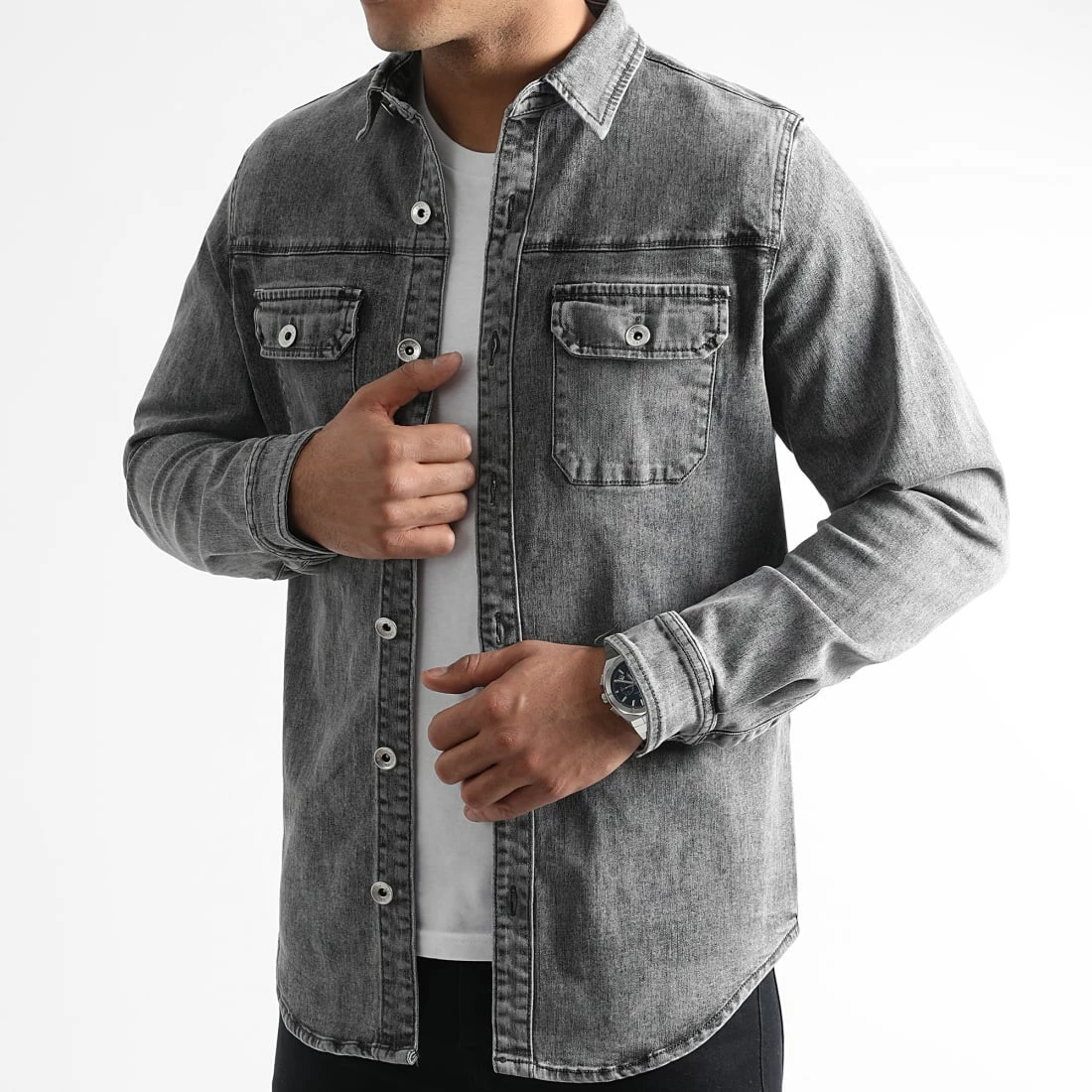 Top 10 🧨 Surchemise en Jean 0092 Denim Gris de LBO ✨ 5 Top 10 🧨 Surchemise en Jean 0092 Denim Gris de LBO ✨ – Image 3