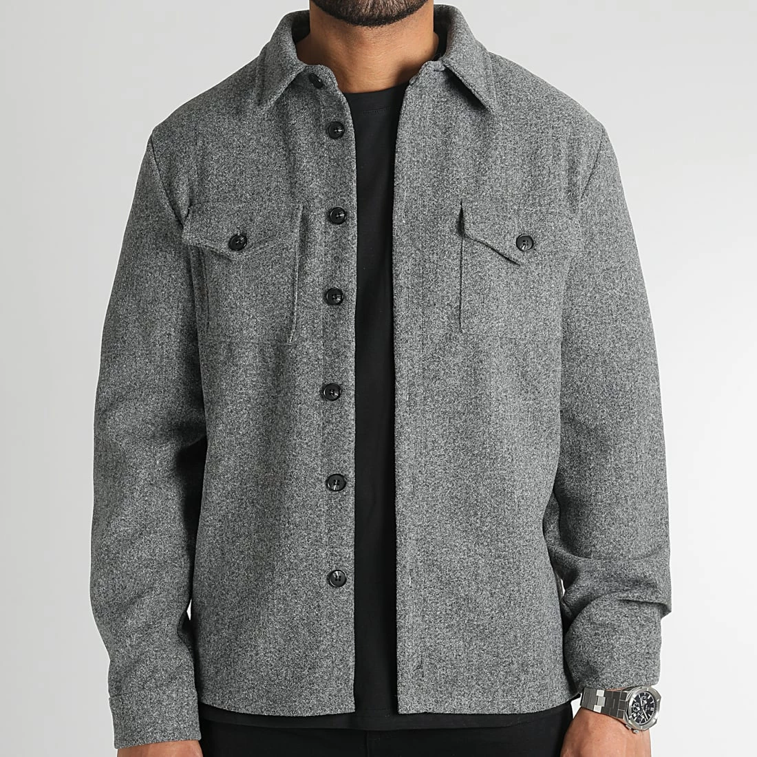 Acheter 👍 Surchemise Epaisse Uni 0105 Gris Chiné de LBO 🤩 5 Acheter 👍 Surchemise Epaisse Uni 0105 Gris Chiné de LBO 🤩 – Image 3